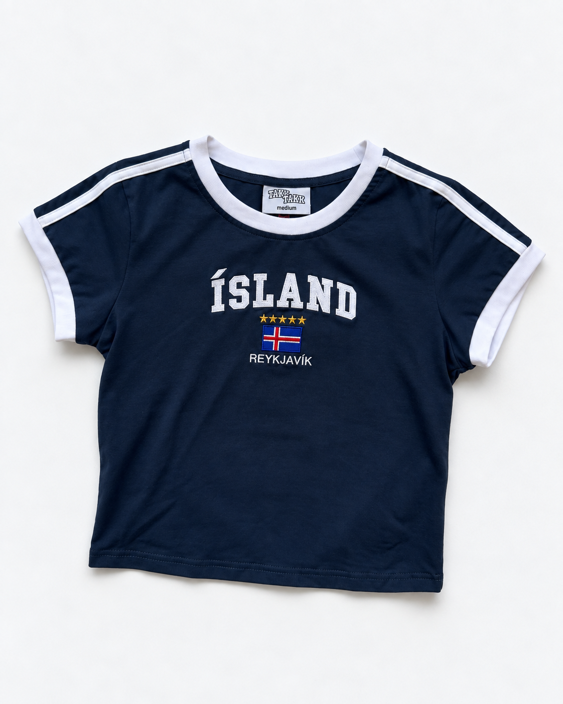 ÍSLAND CROP TOP NAVY