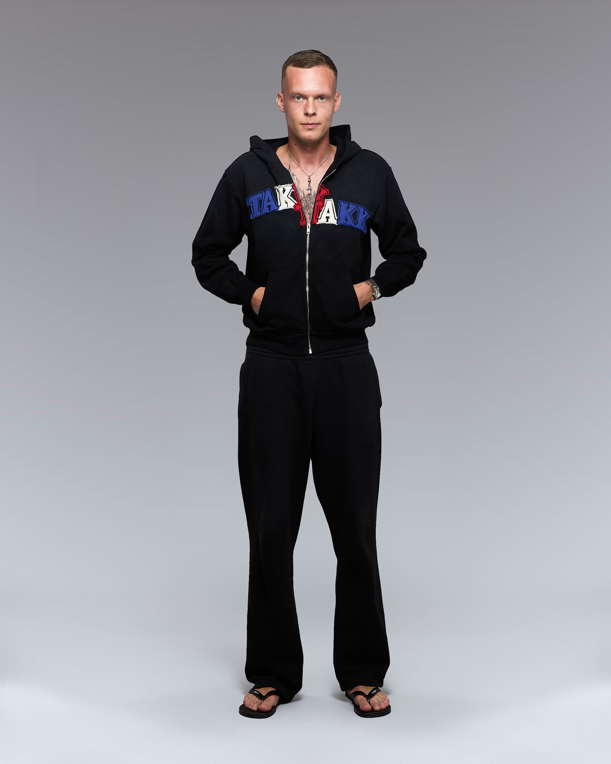 BLACK TAKK ZIP HOODIE