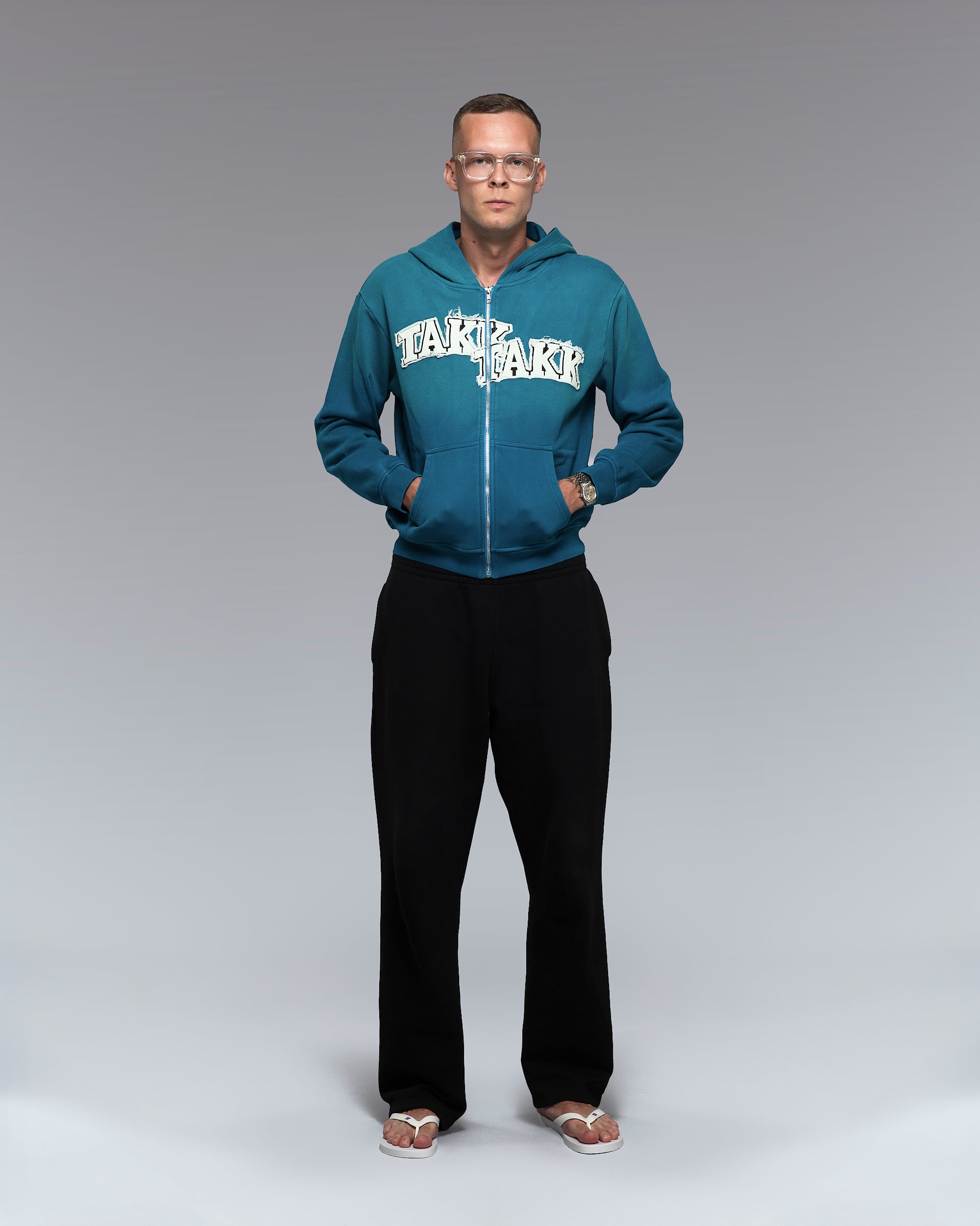 SEA BLUE TAKK ZIP HOODIE