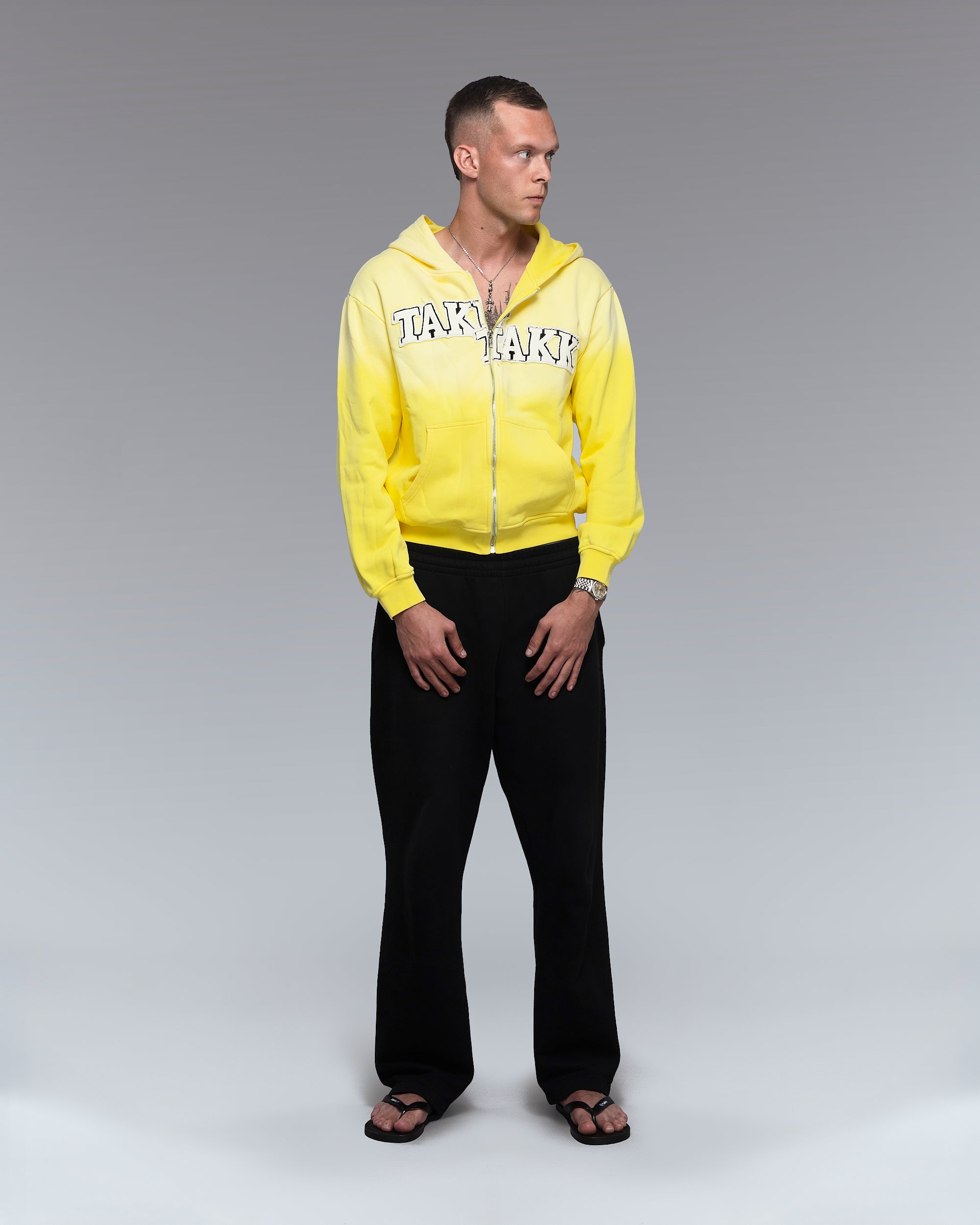 YELLOW TAKK ZIP HOODIE