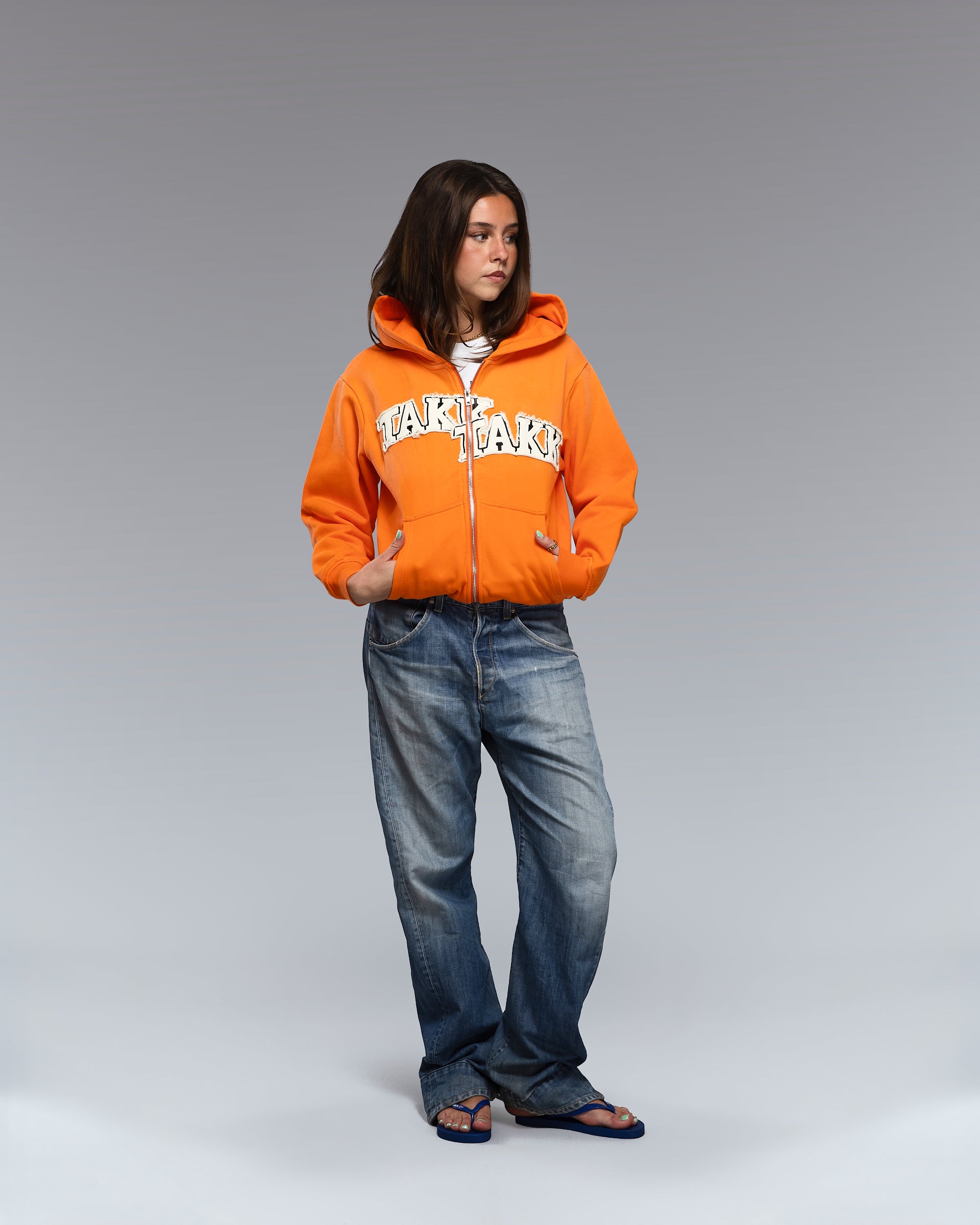 ORANGE TAKK ZIP HOODIE