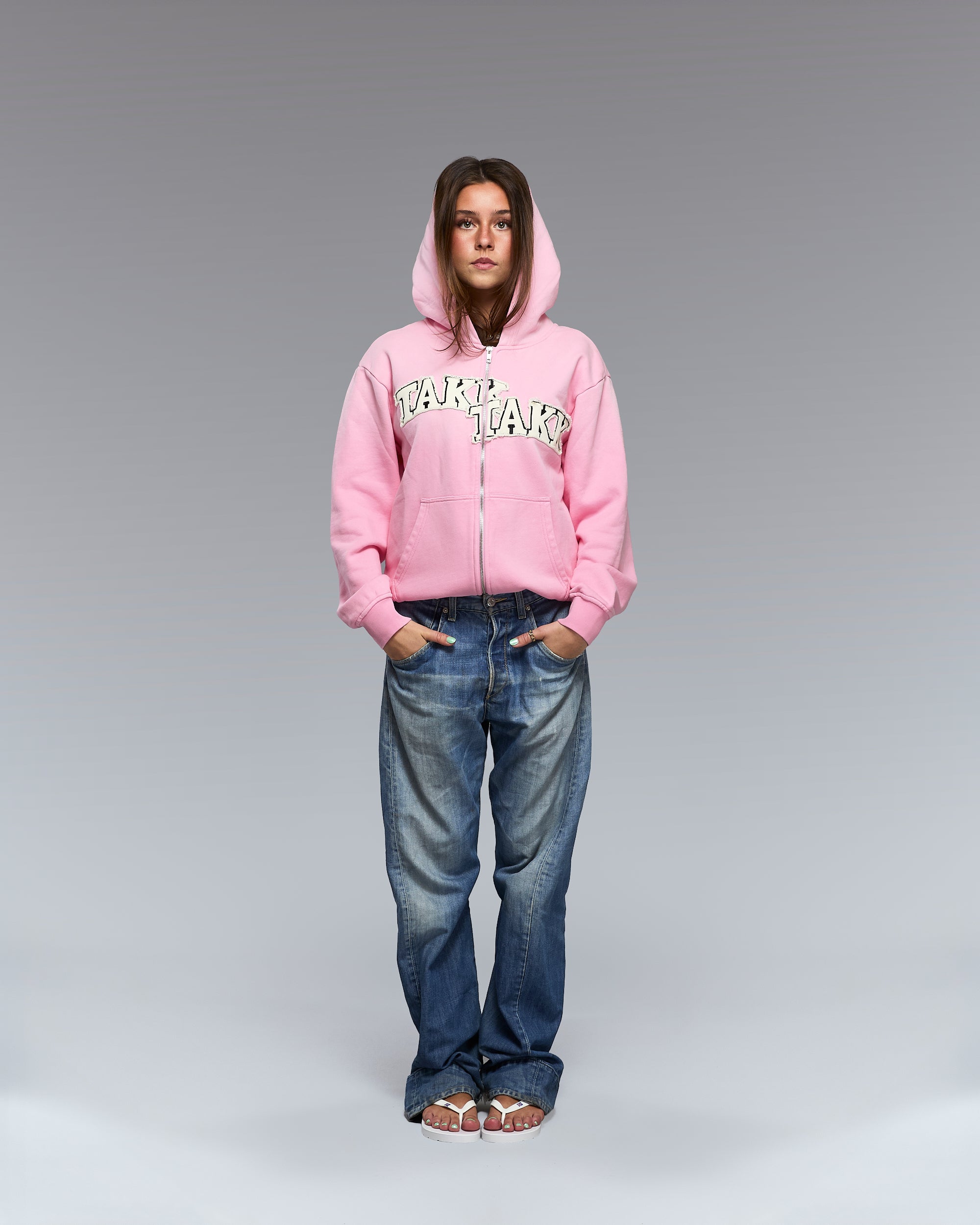 PINK TAKK ZIP HOODIE