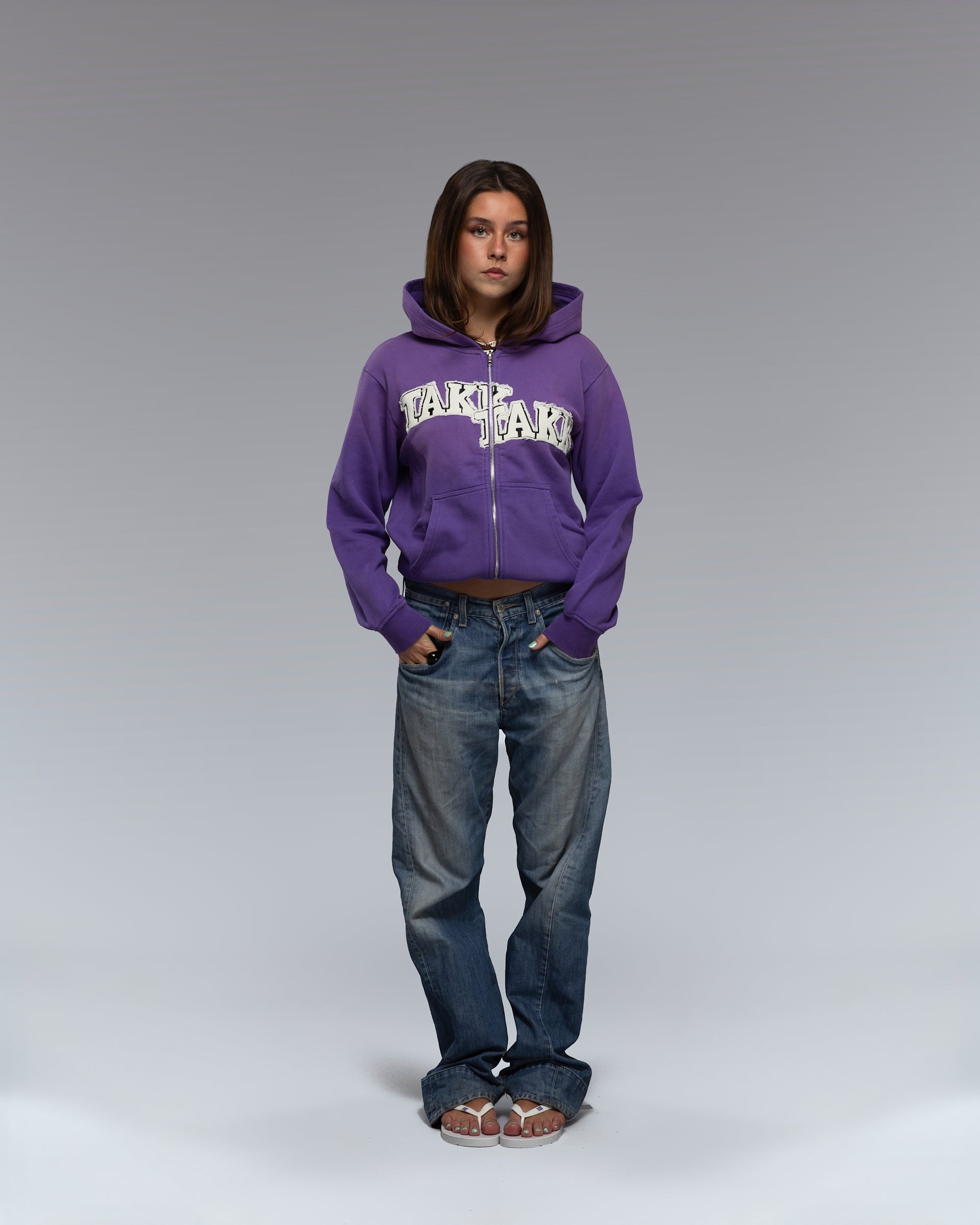 PURPLE TAKK ZIP HOODIE