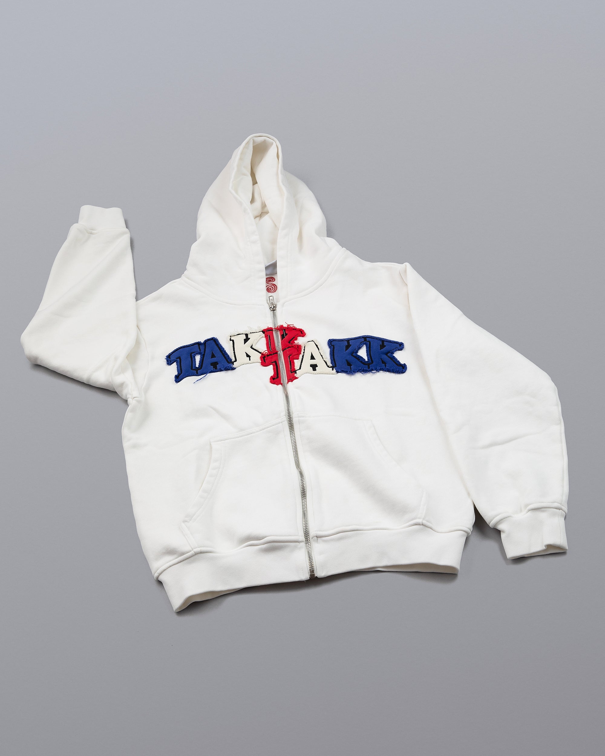 WHITE TAKK ZIP HOODIE