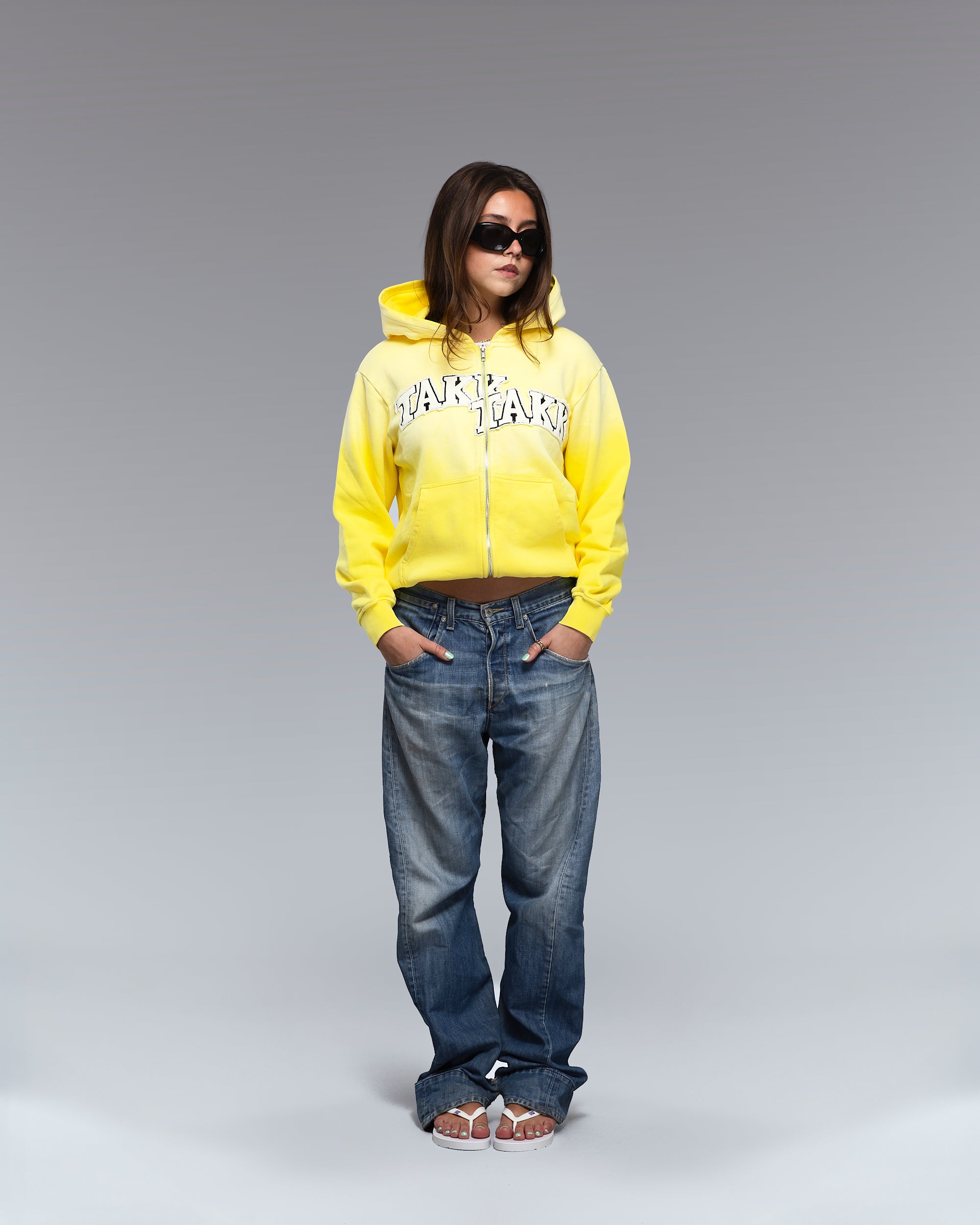 YELLOW TAKK ZIP HOODIE